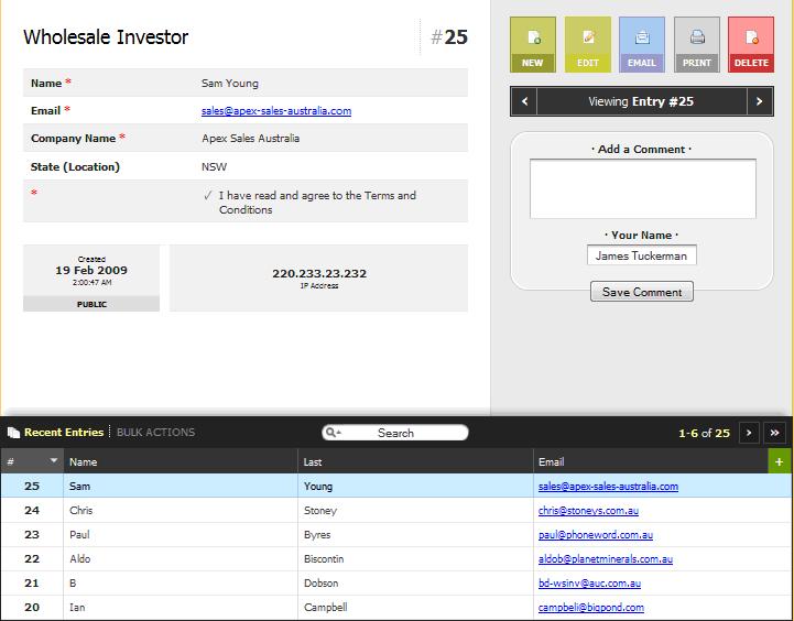 leadcapturepage Topic Centres inc. Profile Page, Reporting and Email Promotion