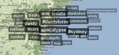 Sydney Twitter tag cloud, bcm.com.au