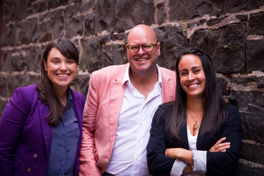 One10 partners Emma Lucia (L) and Veronica Munro (R) with founder Geoff Gourley (C)